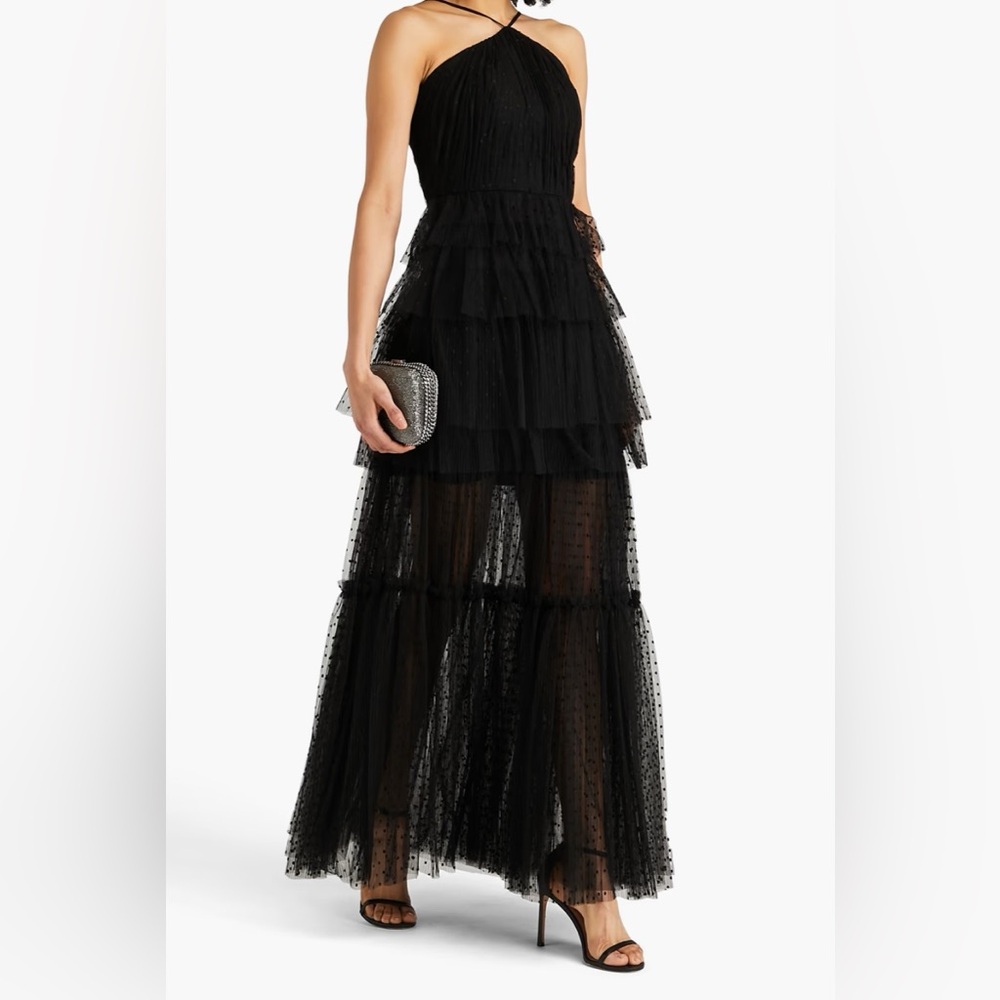 ZAC POSEN Tiered point d'esprit gown Polka Dot $795 NWT